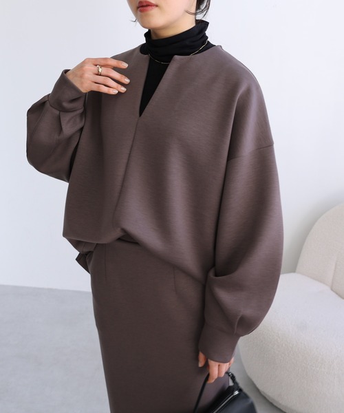 evernavy ダンボールキーネックプルオーバー レディース : ZOZOTOWN