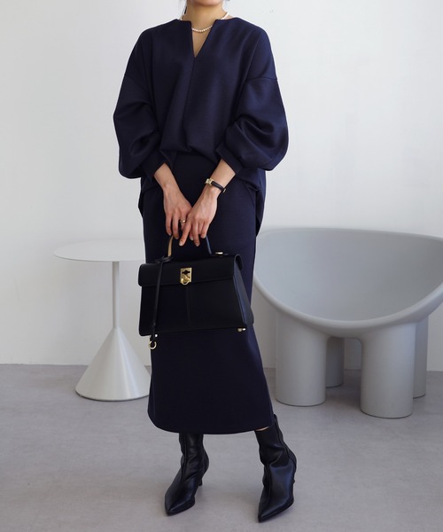 evernavy ダンボールキーネックプルオーバー レディース : ZOZOTOWN