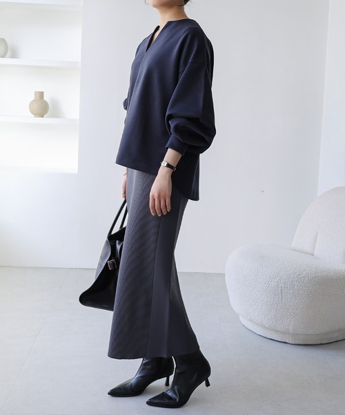 evernavy ダンボールキーネックプルオーバー レディース : ZOZOTOWN