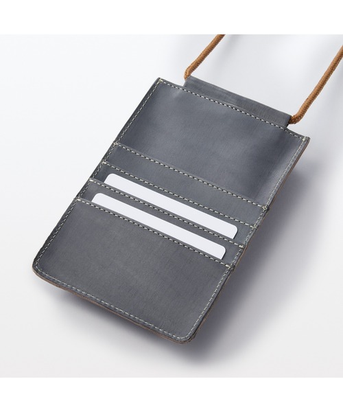 無印良品（MUJI） ポーチ 手塗りヌメ革 ミニサコッシュ タテ15．5