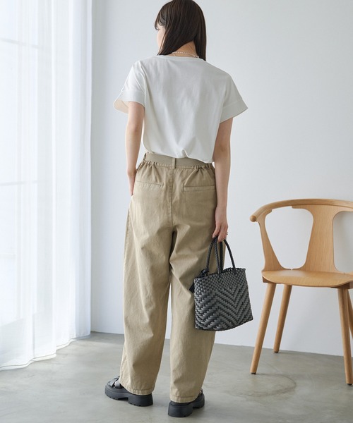 ピュアルセシン　ベルト付きタックパンツ　ベージュ　フリーサイズ pual ce cin パンツ ベルト付きタックパンツ レディース