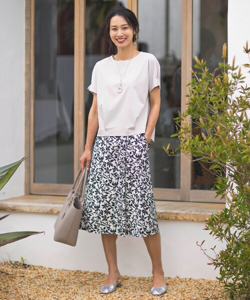 tシャツ 「接触冷感」サイロプレミアム天竺 フレンチスリーブチュニックカットソー レディース J.PRESS tシャツ 「接触冷感」コットンスムース フレンチ