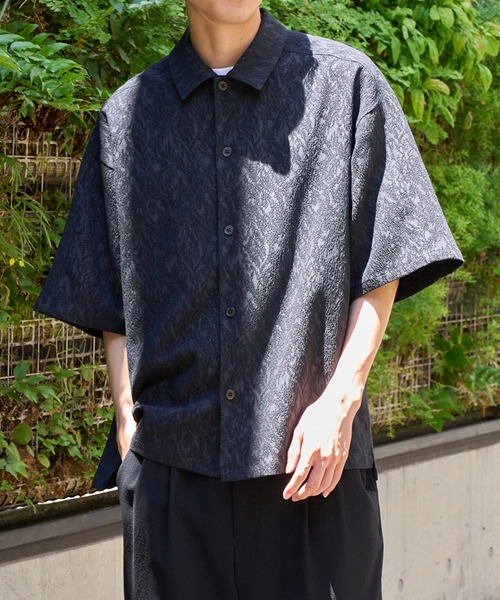 シャツ ブラウス ストレッチコードジャガードシャツ メンズ : 83636421  