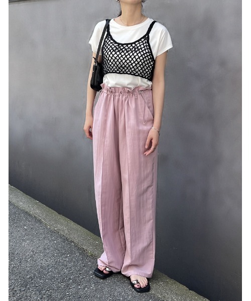 d.i.a. ピンクと黒のメッシュキャミソール Re:EDIT（リエディ） キャミソール 「2024 SUMMER COLLECTION
