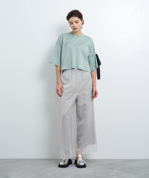 LANVIN en Bleu / ランバン オン ブルー クロップドリボンTシャツ LANVIN en Bleu tシャツ クロップドリボンTシャツ レディース