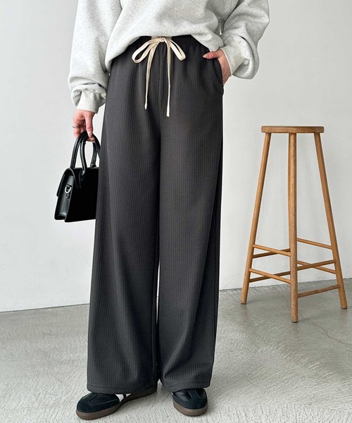 GeeRA（ジーラ） パンツ ふわふわあったか！裏起毛リブワイドパンツ