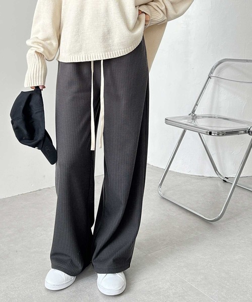 GeeRA（ジーラ） パンツ ふわふわあったか！裏起毛リブワイドパンツ