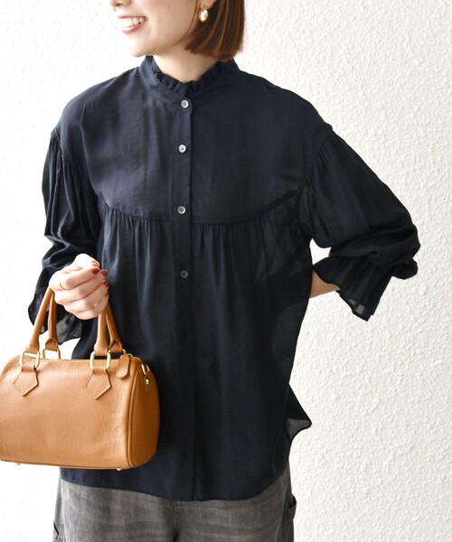 SHIPS any ブラウス シャツ any:「手洗い可能」ヴィンテージサテン