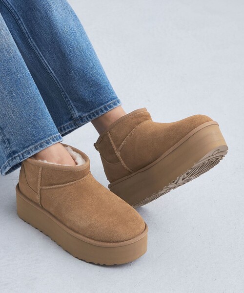 ブーツ 「UGG」クラシック ウルトラ ミニ プラットフォーム ブーツ 
