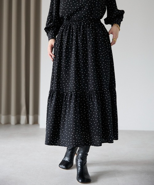 PREFERIR（プレフェリール） スカート ドットプリント ティアード