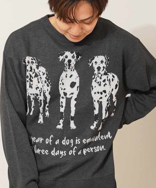 セーター ニット アニマル Wジャガード クルーニット / Animal Double