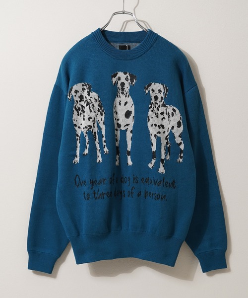 セーター ニット アニマル Wジャガード クルーニット / Animal Double