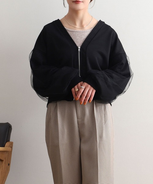 NOAHL カーディガン 「NOAHL」袖チュールダブルZIPカーディガン