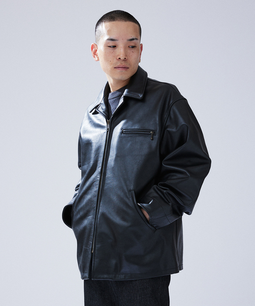 417 EDIFICE レザージャケット カバーオール カウレザー ライダース 417エディフィス本革カバーオールレザージャケットコートライダース