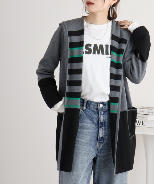 カーディガン BRODIAEA リバーシブルロングカーディガン レディース