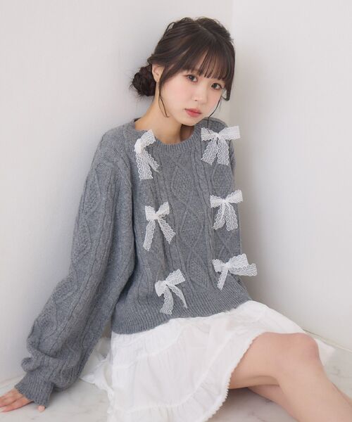 emi（感謝） Emsexcite（エムズエキサイト） ニット セーター レースリボンNTPO