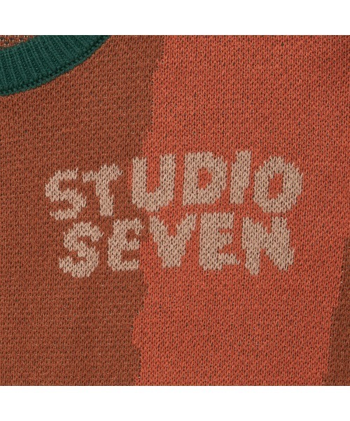 STUDIO SEVEN 24AW BIG FLOWER PATTERN KNIT ニット セーター 長袖 クルーネック M ピンクベージュ 70865208 STUDIO SEVEN セーター ニット Big Flower Pattern Knit