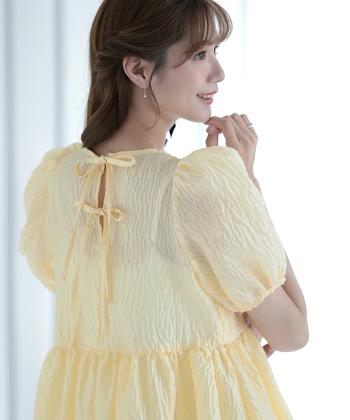 MERAKI ブラウス シャツ 裾スカラップジャガードブラウス レディース