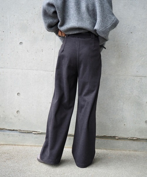 スラックス パンツ double tuck wide pants /ハイウエストダブルタック