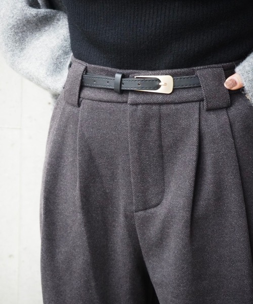 スラックス パンツ double tuck wide pants /ハイウエストダブルタック