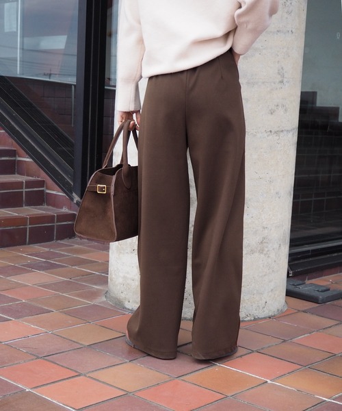 スラックス パンツ double tuck wide pants /ハイウエストダブルタック
