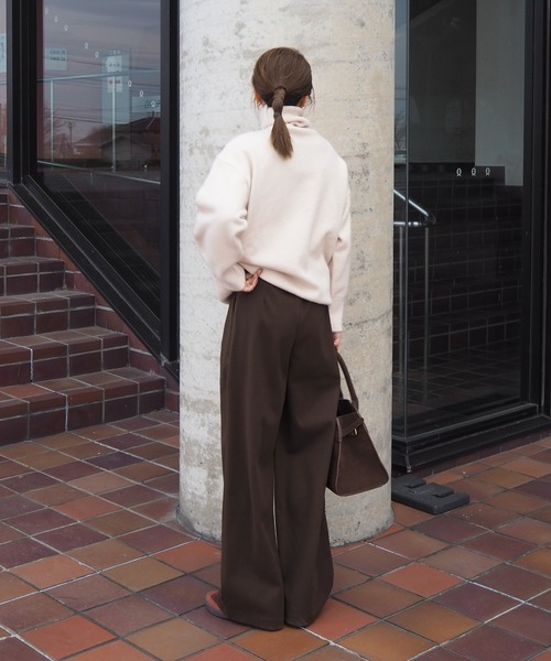 ワイドパンツ スラックス パンツ double tuck wide pants /ハイ