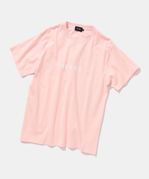 A.P.C beams Tシャツ　ピンクロゴ 芸能人着用♡A.P.C×BEAMS ロゴ刺繍Tシャツ ピンクベージュ