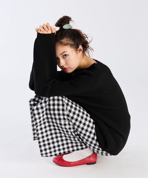 To b. by agnes スカート ネップギンガムチェックスカート : ZOZOTOWN