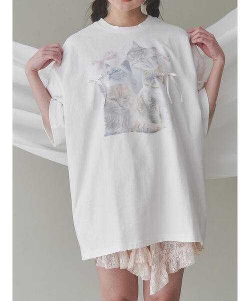 merry jenny tシャツ cat ribbon big tee / キャットリボン