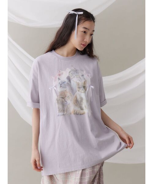 トップス ribbon tee merry jenny tシャツ cat ribbon big tee / キャットリボン