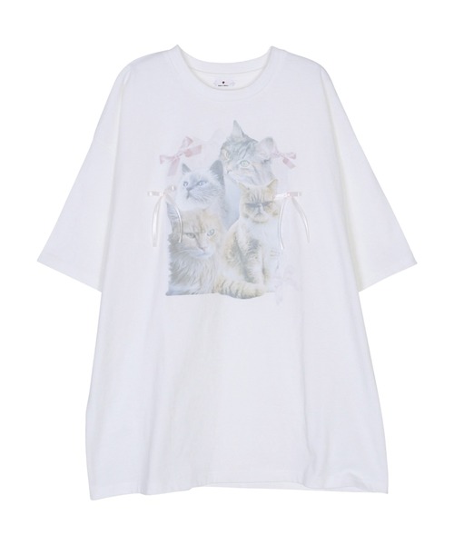merry jenny tシャツ cat ribbon big tee / キャットリボン