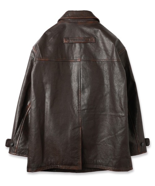 ステンカラーコート コート LEATHER CAR COAT メンズ レディースの画像