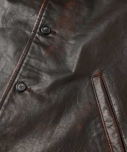 ステンカラーコート コート LEATHER CAR COAT メンズ レディースの画像