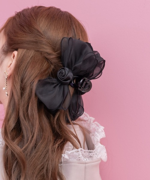 クチュールバイロジータ ヘアクリップ ローズリボンバンス