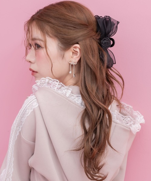 クチュールバイロジータ ヘアクリップ ローズリボンバンス