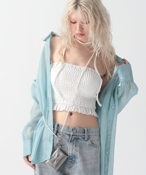 チューブトップ ベアトップ ハートシャギーモールベアトップ（WEB限定） DOUBLE STANDARD CLOTHING チューブトップ ベアトップ ハート