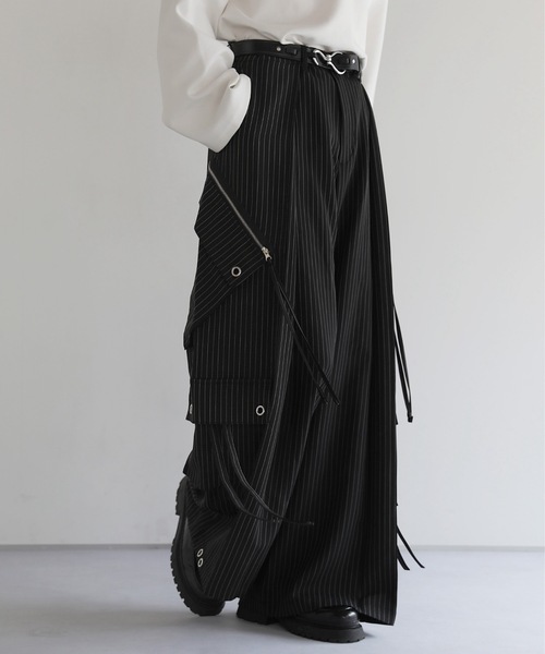 LILL（リル） カーゴパンツ ハイウエストドレープワイド袴アイレット