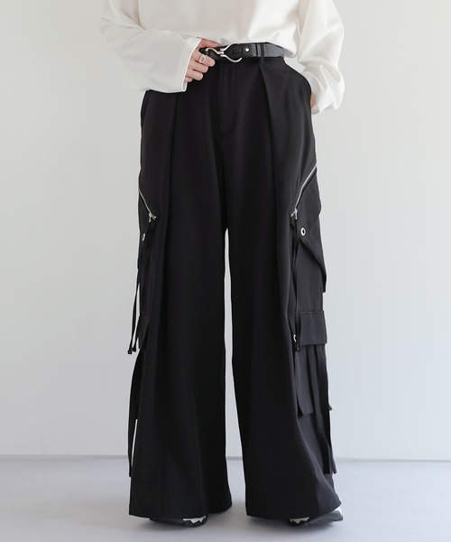 LILL（リル） カーゴパンツ ハイウエストドレープワイド袴アイレット