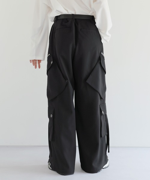 LILL（リル） カーゴパンツ ハイウエストドレープワイド袴アイレット