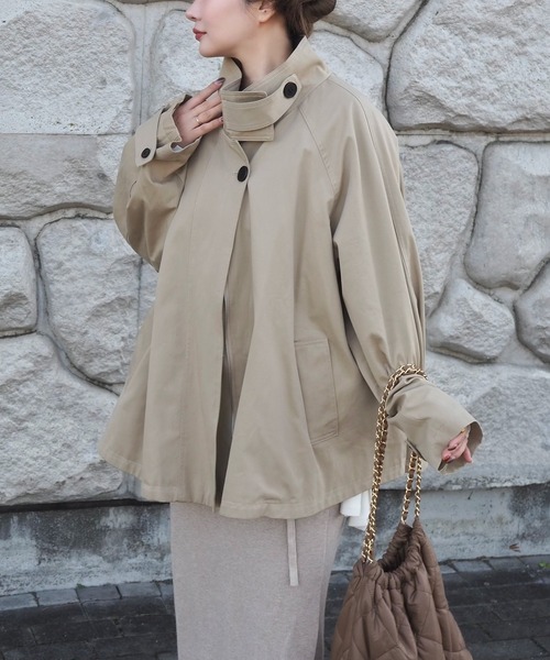 ステンカラーコート コート stand collar A line coat /スタンドカラー