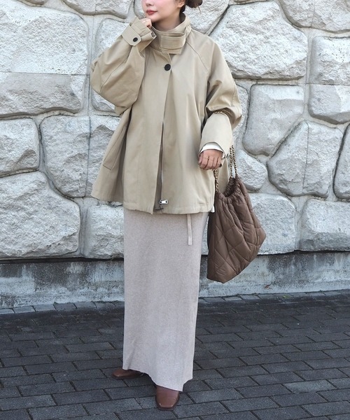 ステンカラーコート コート stand collar A line coat /スタンドカラー