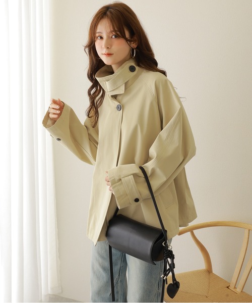 ステンカラーコート コート stand collar A line coat /スタンドカラー