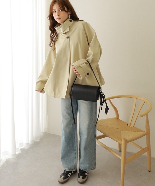 Yorkland チェック　Aライン　ロング　スタンドカラー　コート ステンカラーコート コート stand collar A line coat /スタンドカラー