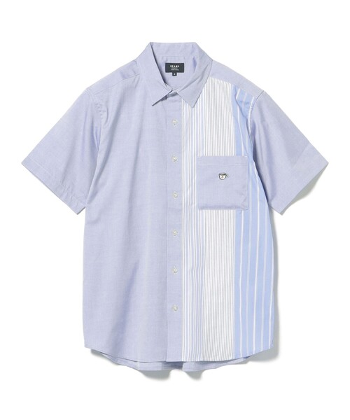 BEAMS BOY ストライプ長袖シャツ ロゴ刺繍入り　ブラウン ブラウンストライプ｜ビームス 銀座｜BEAMS