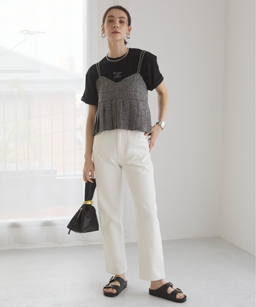 ANGIE tシャツ フロント ワンポイント 刺繍 ロゴ Tシャツ（半袖