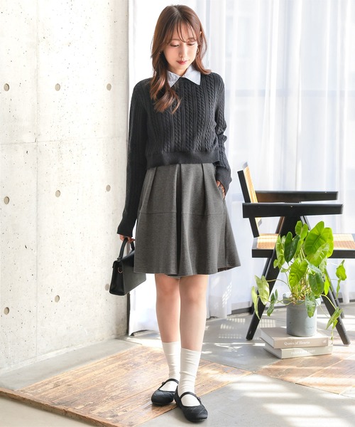 パンツ 「 低身長向けサイズ 」 ダイバーフレアキュロット レディース