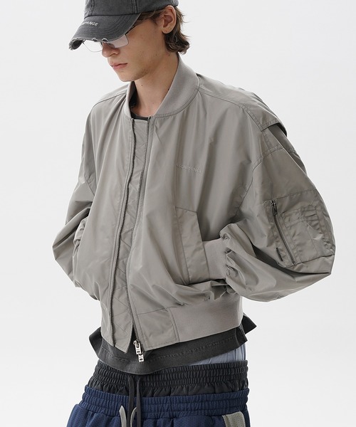 Mサイズ MA-1 JEANS POLO フェード オーバーサイズ中綿ショートMA-1（MA-1 ASSN.別注 セール】U.S.POLO 希少 グレージュ系 ジャケット・アウター