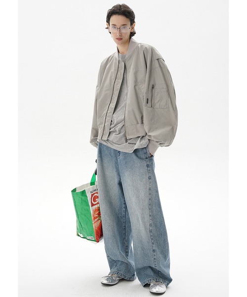 POLO JEANS MA-1 Mサイズ フェード グレージュ系 希少 MASONPRINCE ma1 ma-1 ショート丈 ドロップショルダー MA-1 ブルゾン