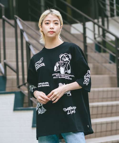 rady デニム　ロゴＴシャツ　セット ニコ☆プチ 】デニムワッペン ロゴTシャツ(130~160cm)(130cm ブルー
