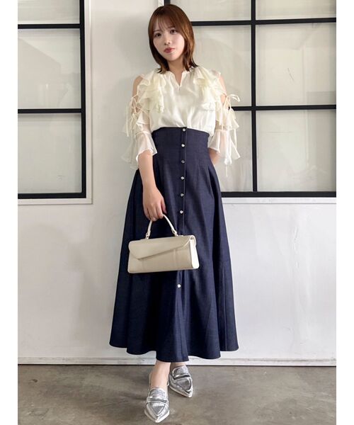 dazzlin ブラウス シャツ シアーフルイドフリルブラウス